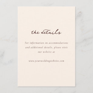 D'accompagnement Carte de détails de mariage minimaliste beige élég