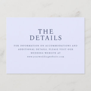 D'accompagnement Carte de détails de mariage minimaliste bleu sérén
