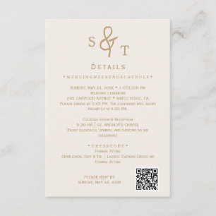 D'accompagnement Carte de détails de mariage minimaliste crème or