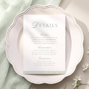 D'accompagnement Carte de détails de mariage minimaliste vert sauge