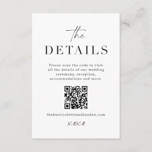D'accompagnement Carte de détails de mariage moderne avec code QR à (Devant)