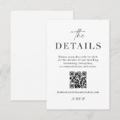 D'accompagnement Carte de détails de mariage moderne avec QR Code à (Devant / Derrière)