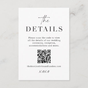 D'accompagnement Carte de détails de mariage moderne avec QR Code à
