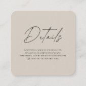 D'accompagnement Carte de détails de mariage moderne beige avec cod (Devant)
