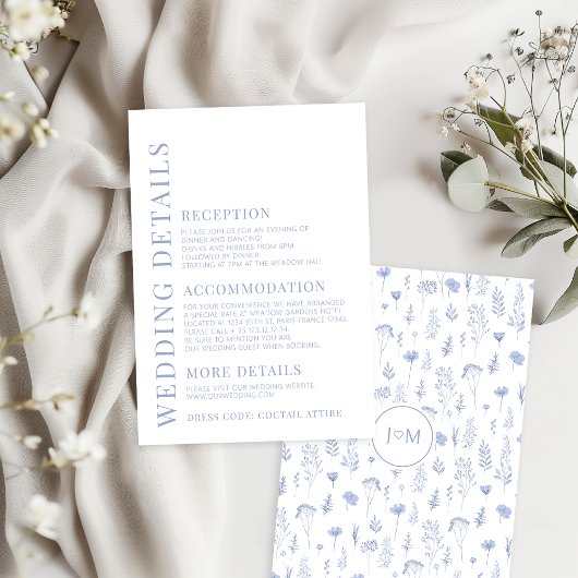 D'accompagnement Carte de détails de Mariage moderne bleu clair