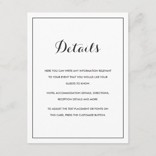 D'accompagnement Carte de détails de mariage moderne et élégant (Devant)