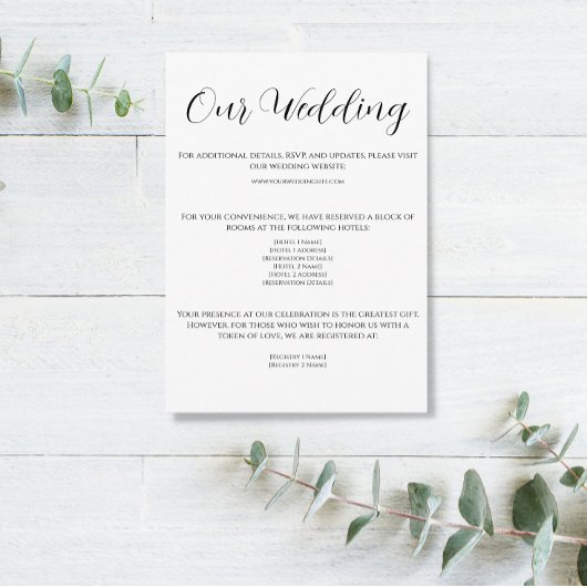 D'accompagnement Carte de détails de Mariage moderne noir et blanc