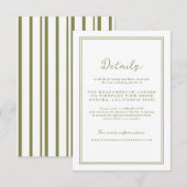D'accompagnement Carte de détails de mariage moderne vert olive (Devant / Derrière)