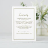 D'accompagnement Carte de détails de mariage moderne vert olive (Debout devant)