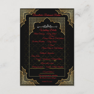 D'accompagnement Carte de détails de mariage musulman noir et or de