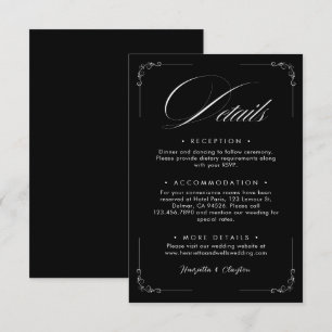 D'accompagnement Carte de détails de mariage noir 'Élégance Intempo