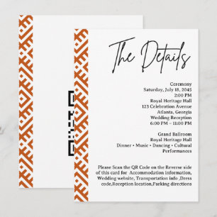 D'accompagnement Carte de détails de mariage QR à bordure de motif