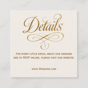 D'accompagnement Carte de détails de mariage QR Gold & Ivory