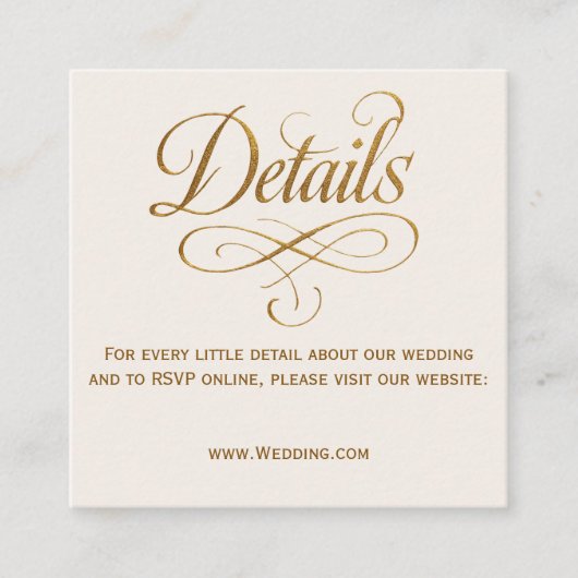 D'accompagnement Carte de détails de mariage QR Gold & Ivory (Devant)