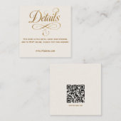 D'accompagnement Carte de détails de mariage QR Gold & Ivory (Devant / Derrière)