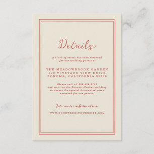 D'accompagnement Carte de détails de mariage rayée rouge tomate
