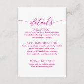 D'accompagnement carte de détails de mariage simple fuchsia rose (Devant)