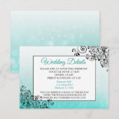 D'accompagnement Carte de détails de mariage turquoise et noir élég (Devant / Derrière)