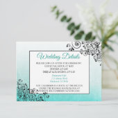 D'accompagnement Carte de détails de mariage turquoise et noir élég (Debout devant)