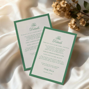 D'accompagnement Carte de détails de mariage vert du Preppy Tennis