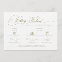 Carte de détails de mariage vert olive