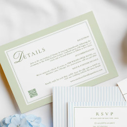 D'accompagnement Carte de détails de mariage vert olive clair