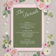 Carte de détails de mariage vert sauge