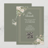 D'accompagnement Carte de détails de mariage vert sauge – Code QR é (Devant / Derrière)
