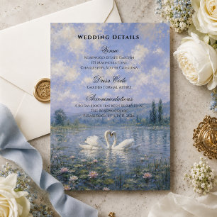 D'accompagnement Carte de détails de mariage vintage Swan Lake Ro