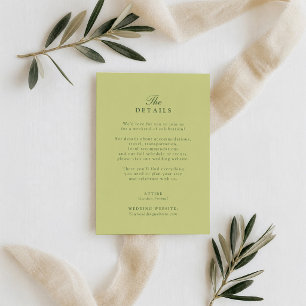 D'accompagnement Carte de détails de mariage vintage vert olive
