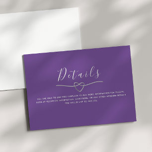 D'accompagnement Carte de détails de mariage violet moderne