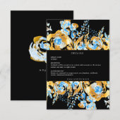 D'accompagnement carte de détails de réception turquoise doré de lu (Devant / Derrière)