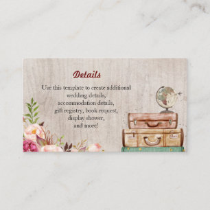 D'accompagnement Carte de détails de shower de mariage de voyage mo