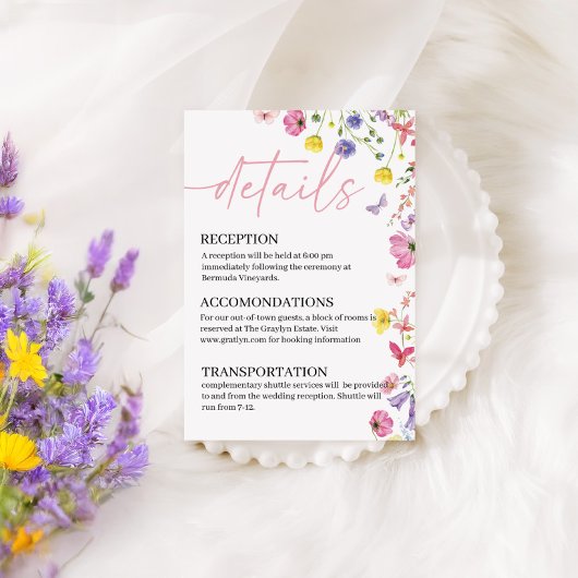D'accompagnement Carte de détails du mariage Amour en Fleur