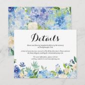 D'accompagnement Carte de détails du Mariage Blue Green Hydrangea F (Devant / Derrière)