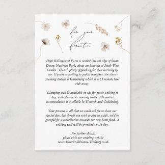 D'accompagnement Carte de détails du Mariage Boho Fleur sauvage mod