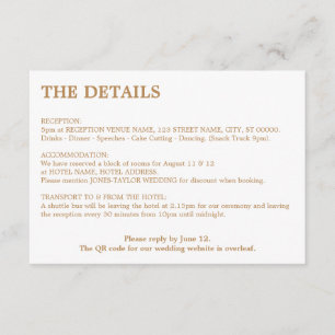 D'accompagnement Carte de détails du Mariage de code QR en blanc do