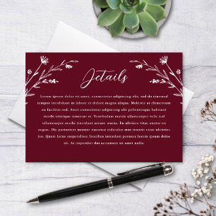 D'accompagnement Carte de détails du Mariage de Fleur sauvage Rusti