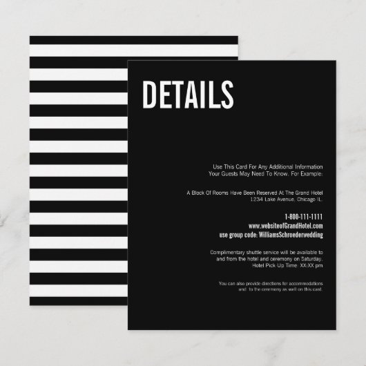 D'accompagnement Carte de détails du Mariage de typographie simple (Devant / Derrière)