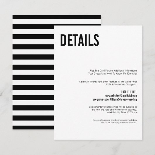 D'accompagnement Carte de détails du Mariage de typographie simple  (Devant / Derrière)