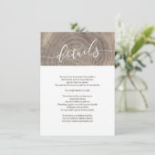 D'accompagnement Carte de détails du mariage en bois rustique (Debout devant)