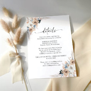 D'accompagnement Carte de détails du Mariage Floral Ivory And Blue