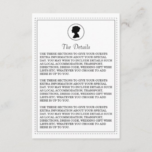 D'accompagnement Carte de détails du Mariage Regal Regency (Devant)