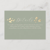 D'accompagnement Carte de détails du Mariage vert Sage (Devant)