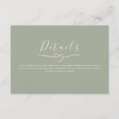 D'accompagnement Carte de détails du Mariage vert Sage avec coeur (Devant)
