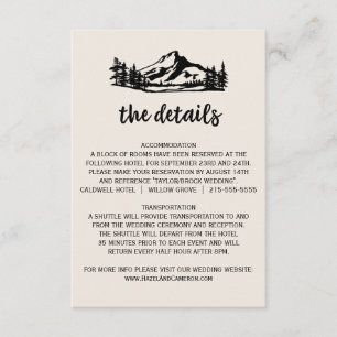 D'accompagnement Carte de détails du Mariage vintage Wilderness