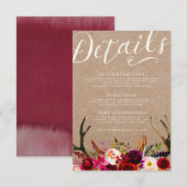 D'accompagnement CARTE DE DÉTAILS | Élégant Boho Floral Rustique An (Devant / Derrière)