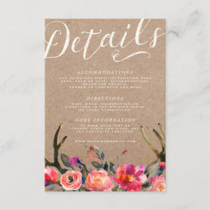 D'accompagnement CARTE DE DÉTAILS   Élégant Floral Rustic Spring An