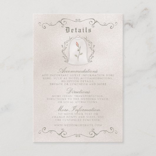 D'accompagnement CARTE DE DÉTAILS | Élégant Rose de Mariage de beau (Devant)