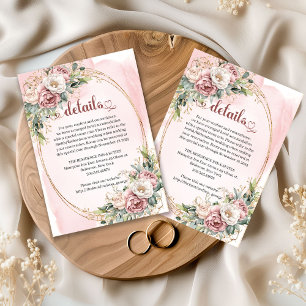 D'accompagnement Carte de détails en rose doré luxueux avec fleurs